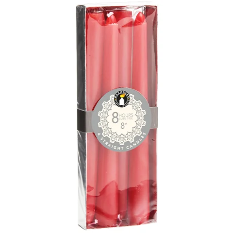 Waxworks Red 8 Hour Straight Candle 8" 4 Pack
