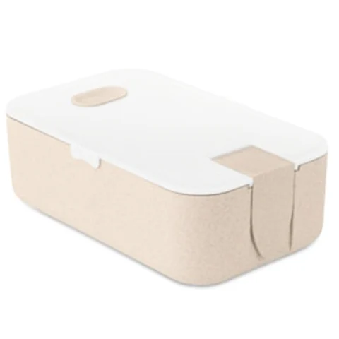 Wheat Straw PP White & Beige Lunch Box With Phone Stand