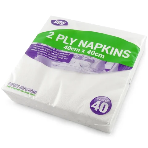 White 2-Ply Paper Napkins 40cm 40 Pack