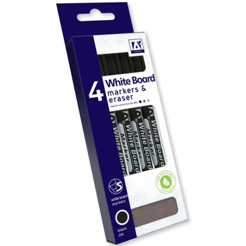 White Board Markers & Erasers Blank Ink 4 Pack