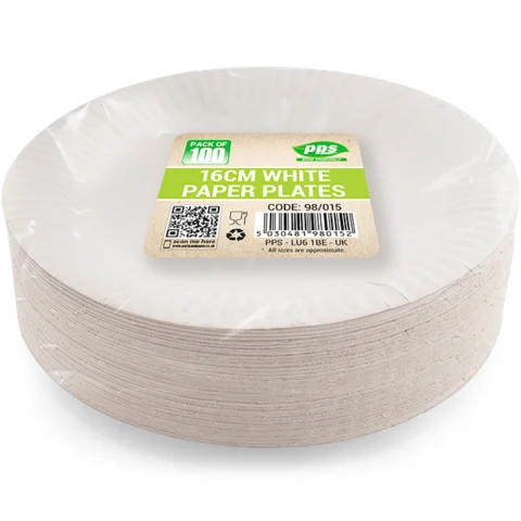 White Paper Plates 16cm 100 Pack