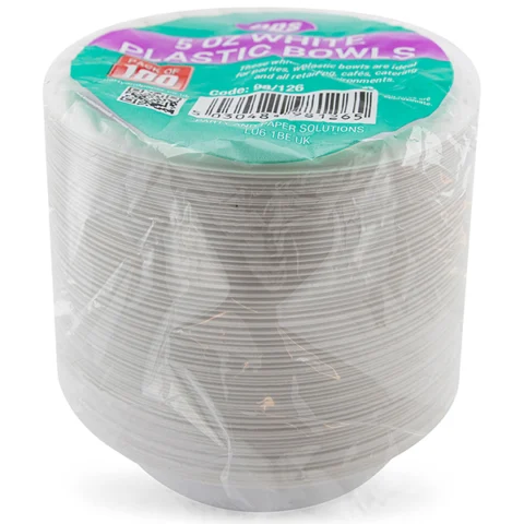 White Plastic Bowls 5oz 100 Pack