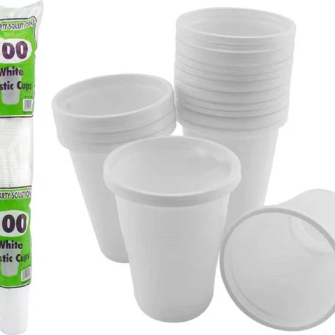 White Plastic Cups 100 Pack