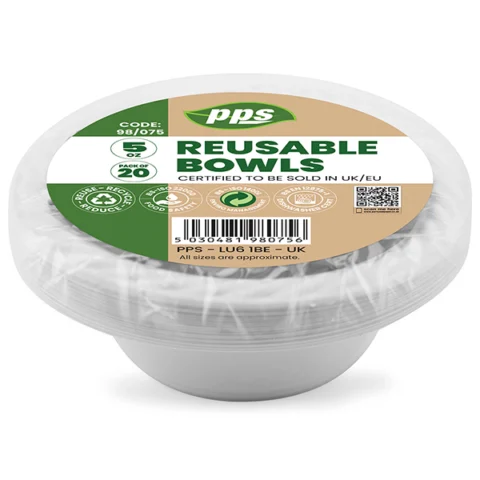 White Plastic Reusable Bowls 5oz 20 Pack