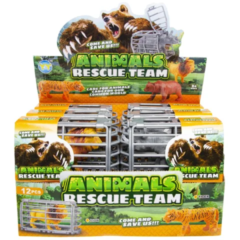 Wild Animal In Cage Toy Assorted