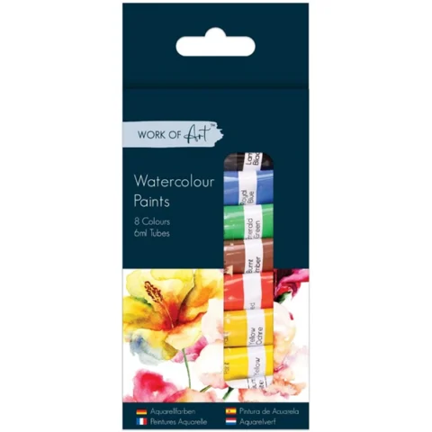 Work Of Art Assorted Water Colour Paints 6ml 8 Pack