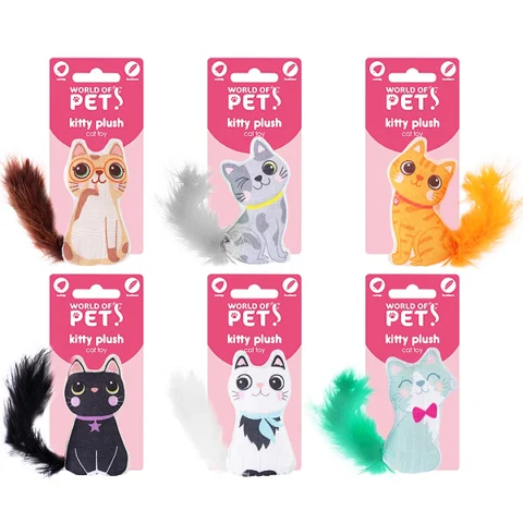 World Of Pets Catnip Fluffy Cat-Shaped Cat Toy Assorted