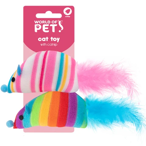 World Of Pets Catnip Rainbow Mouse Cat Toy Assorted Colours