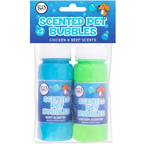 World Of Pets Chicken & Beef Scented Pet Bubbles 60ml 2 Pack