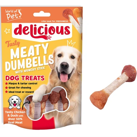 World Of Pets Chicken & Duck Dumbell Dog Treats 8 Pack