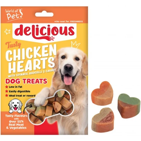 World of Pets Chicken & Vegetable Hearts Dog Treats 80g