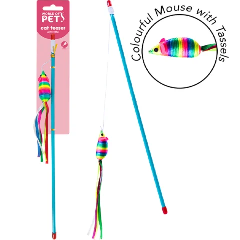 World Of Pets Colourful Mouse With Tassels Teaser Cat Toy