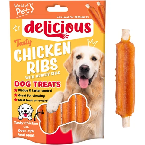 World Of Pets Delicious Chicken Ribs Dog Treats 70G