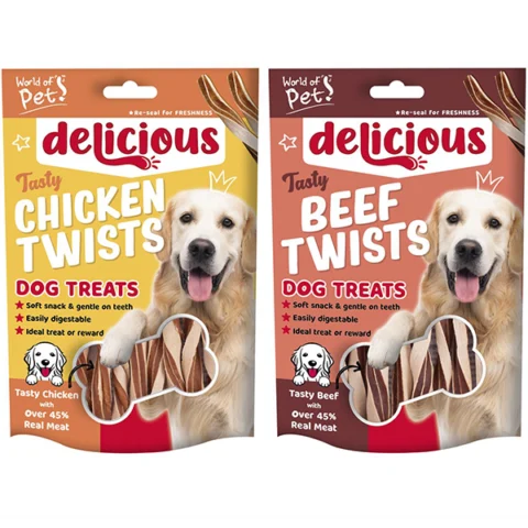 World Of Pets Delicious Meaty Twists Assorted Beef & Chicken Flavour