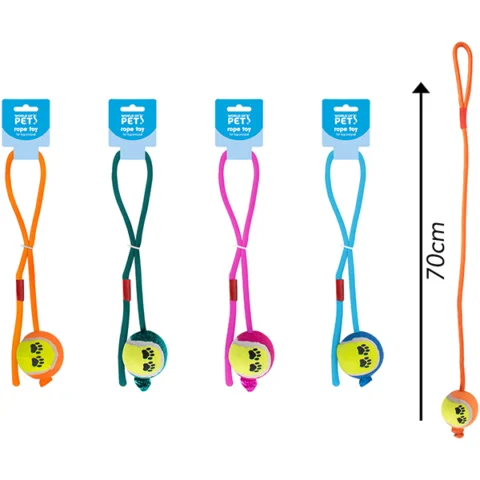 World Of Pets Dog Tug Toy Assorted Colours 70cm