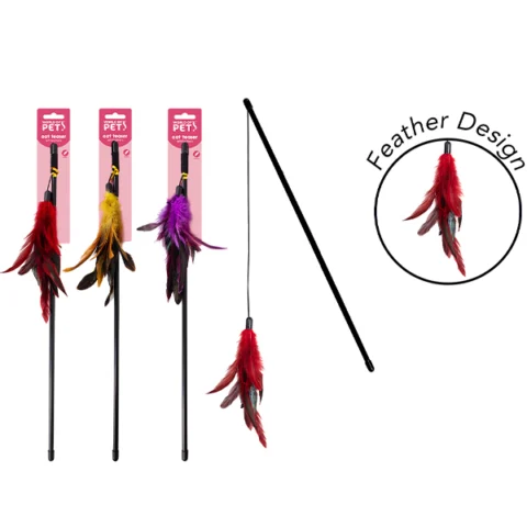 World Of Pets Feather Teaser Cat Toy Assorted Colours