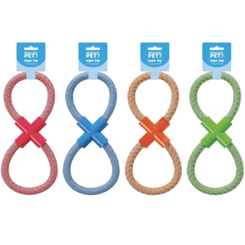 World Of Pets Figure 8 Rope Dog Toys 4 Assorted Colours