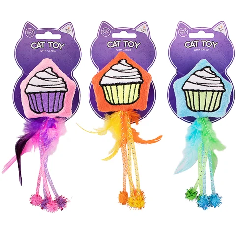 World Of Pets Plush Catnip Cupcake Cat Toy Assorted Colours