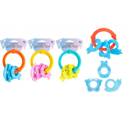 World Of Pets Rubber Animal Ring Puppy Toy Assorted Colours