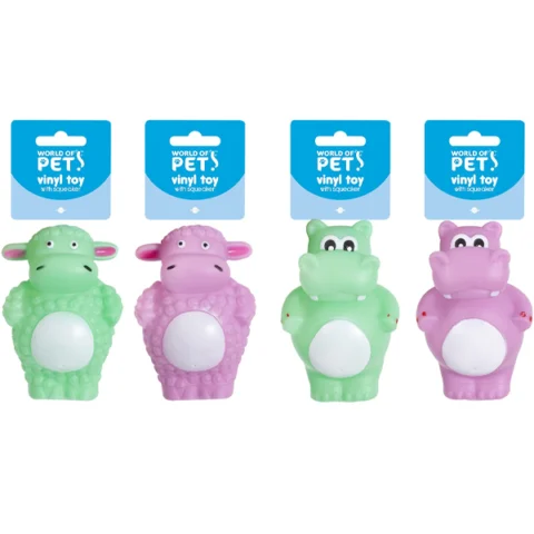 World Of Pets Squeaky Vinyl Animal Dog Toy 12cm Assorted Colors