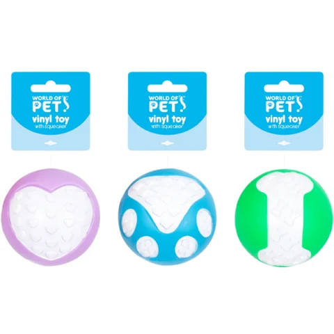World Of Pets Squeaky Vinyl Dog Toy 8cm Assorted