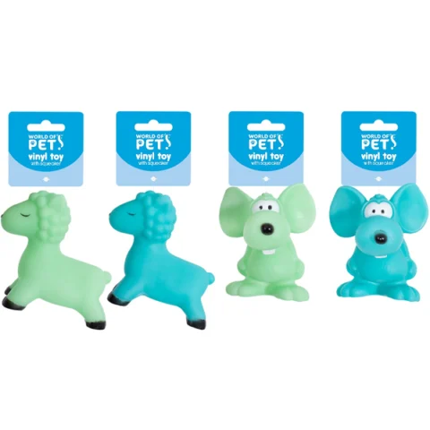World Of Pets Squeaky Vinyl Lamb & Mouse Dog Toy Assorted