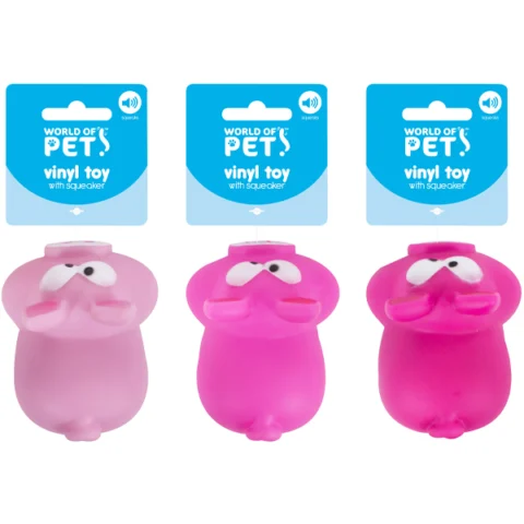 World Of Pets Squeaky Vinyl Pig Dog Toy Assorted Colours