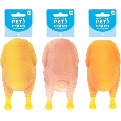 World Of Pets Squeaky Vinyl Roast Chicken Dog Toy Assorted Colours