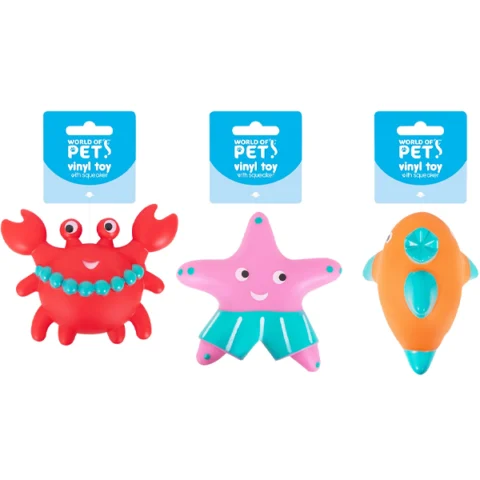 World Of Pets Squeaky Vinyl Sea Animal Dog Toy Assorted