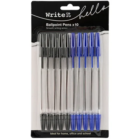 Write It Assorted Colours Ballpoint Pens 10 Pack